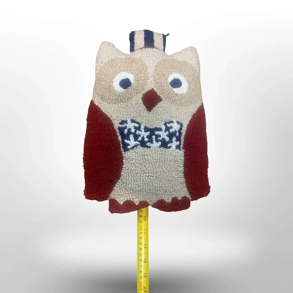 VNT Adorable Hooked Owl Pillow Rustic Farmhouse‎ Fall Decor Accent Handmade